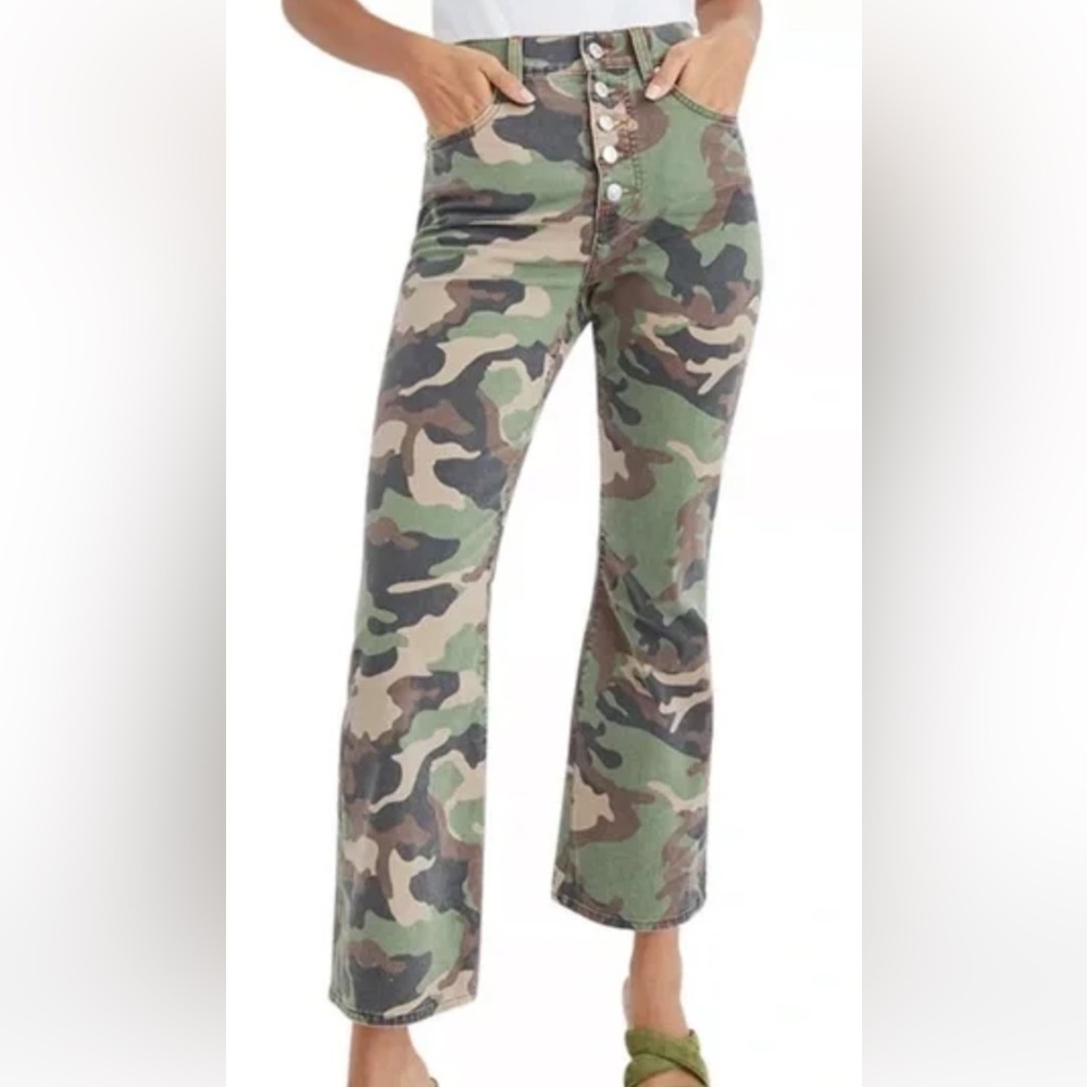 Veronica Beard Carly Kick Flare High Rise Camo Jeans Size 25